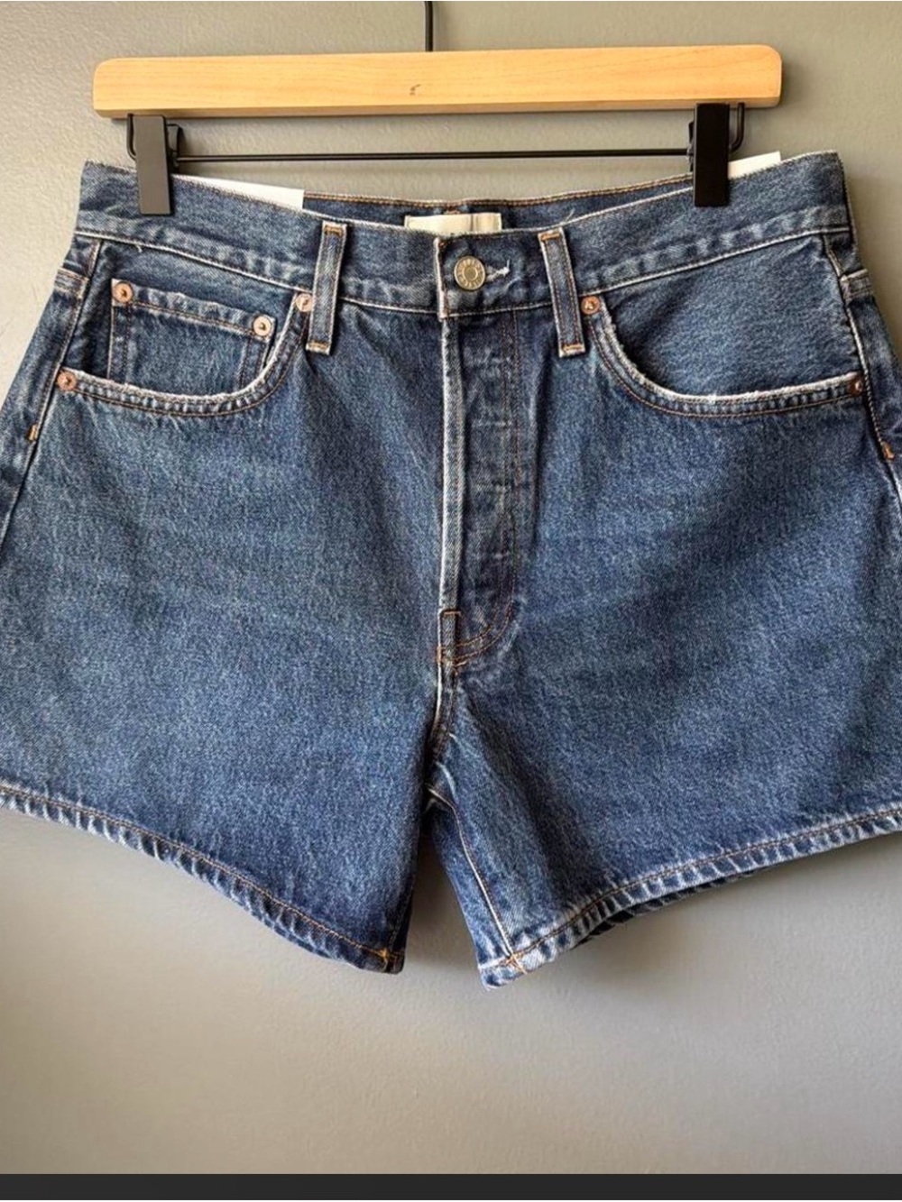 Agolde Classic Mid-Blue Denim Shorts